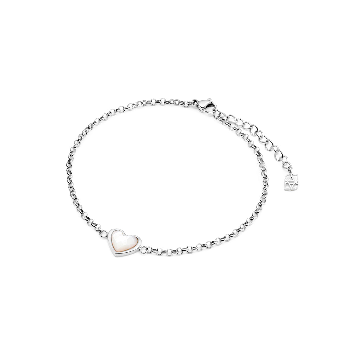 White Quartz Heart Bracelet (Silver)