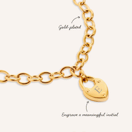 Love Locks Bracelet & Crystal Heart Bangle Set (Gold)