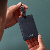 Men's Leather Luggage Tag (Navy)