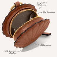 Leather Shell Pouch Keyring (Tan)