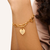 Heart Token Oval Bracelet (Gold)