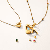 Floating Birthstone Locket Necklace (Gold)