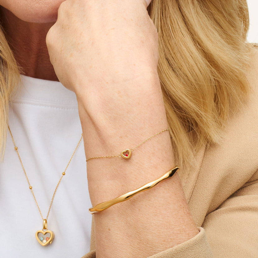 Floating Birthstone Charm Locket (Silver)