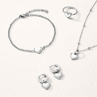 White Quartz Heart Ring (Silver)