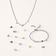 Made Mine Initials & Birthstone Necklace (Silver)