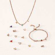 Made Mine Initials & Birthstone Necklace (Rose Gold)