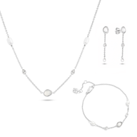 Modern Elegance Quartz & Pearl Jewellery Set (Silver)