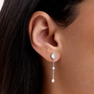 Modern Elegance Quartz & Pearl Drop Earrings (Silver)