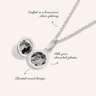 Round Double Photo Locket Necklace (Silver)