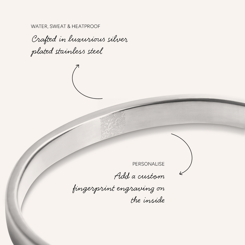 Custom Fingerprint Memento Cuff Bangle (Silver)