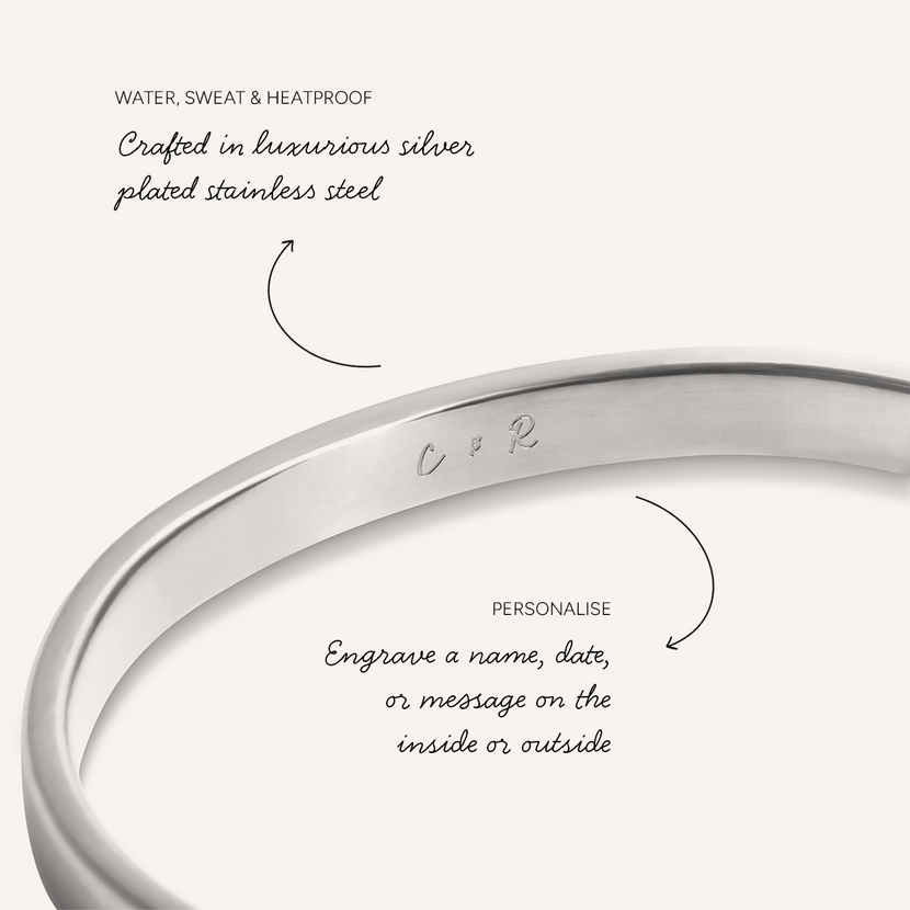 Custom Handwritten Domed Bangle (Silver)