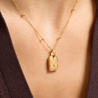 Mini Monogram Birthstone Tag Necklace (Gold)