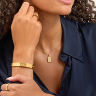 Mini Monogram Birthstone Tag Necklace (Gold)