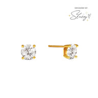 Round Solitaire Stud Earrings 1ct (Gold)