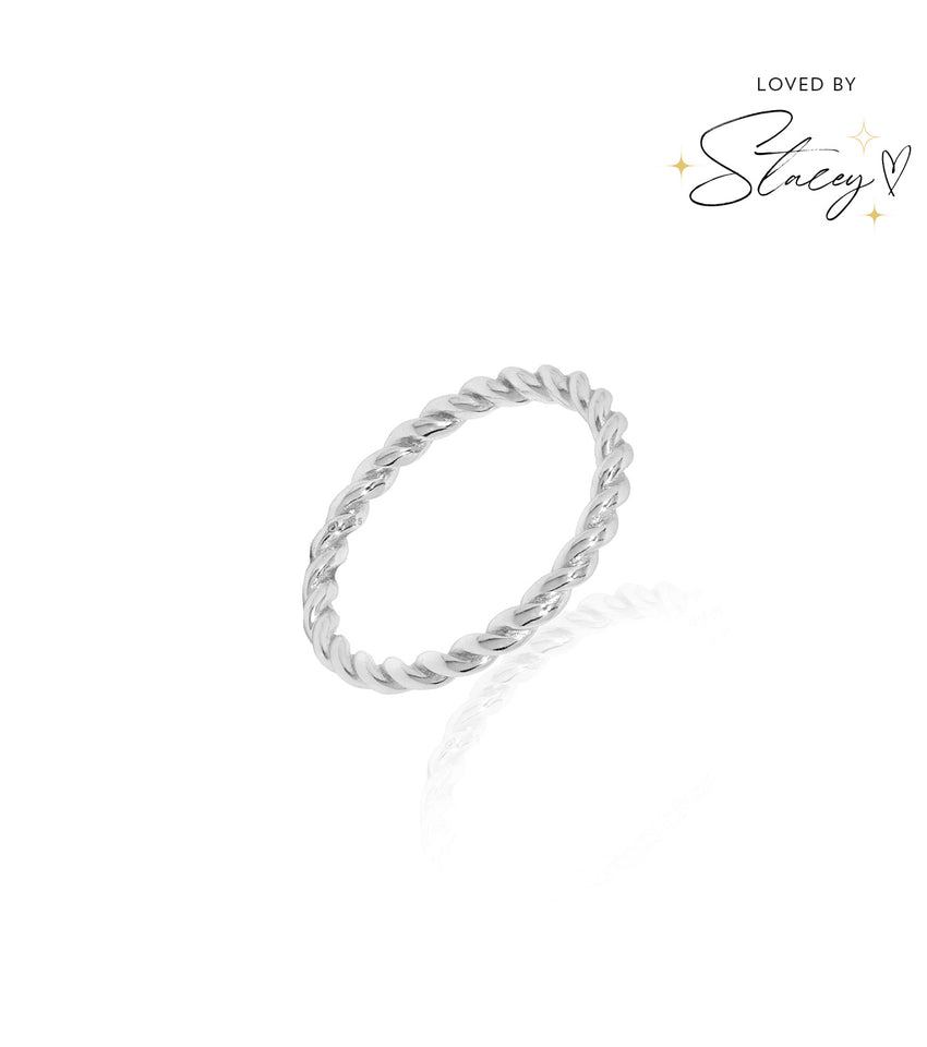 Sterling Silver Twisted Ring (Silver)