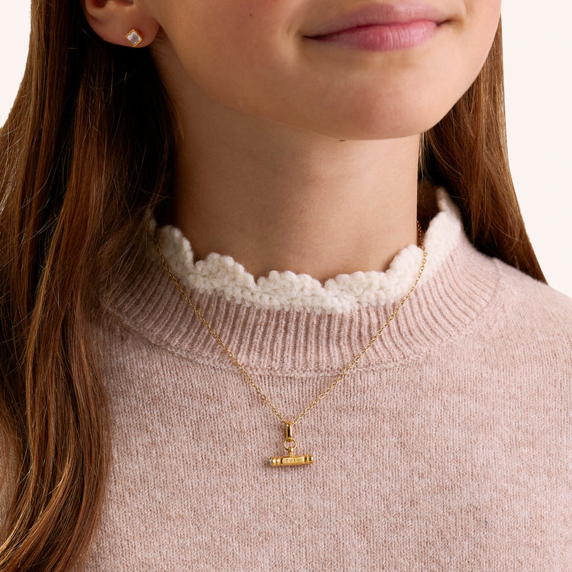 Mini & Me T-Bar Necklace Set (Gold)