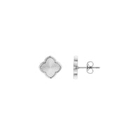 Textured Clover Stud Earrings (Silver)