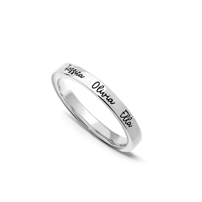 Fine Script Name Ring (Silver)