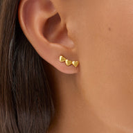 Triple Heart Climber Earrings (Gold)
