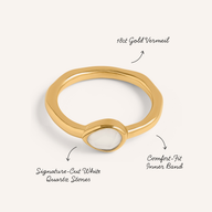 Signature Cut White Quartz Ring (Gold)