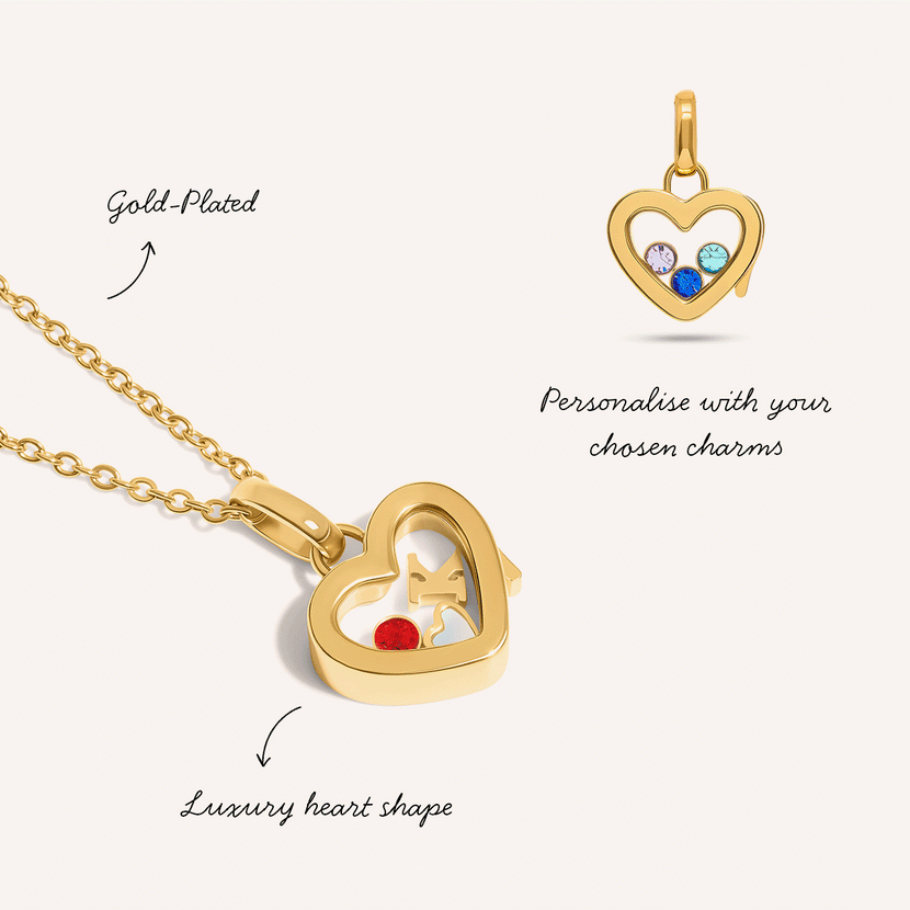 Floating Charm Heart Locket Necklace (Gold)