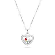Mini Me Floating Charm Heart Necklace (Silver)