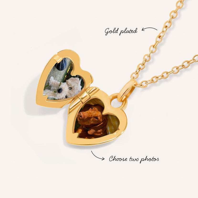 Mini Me Heart Locket Necklace (Gold)