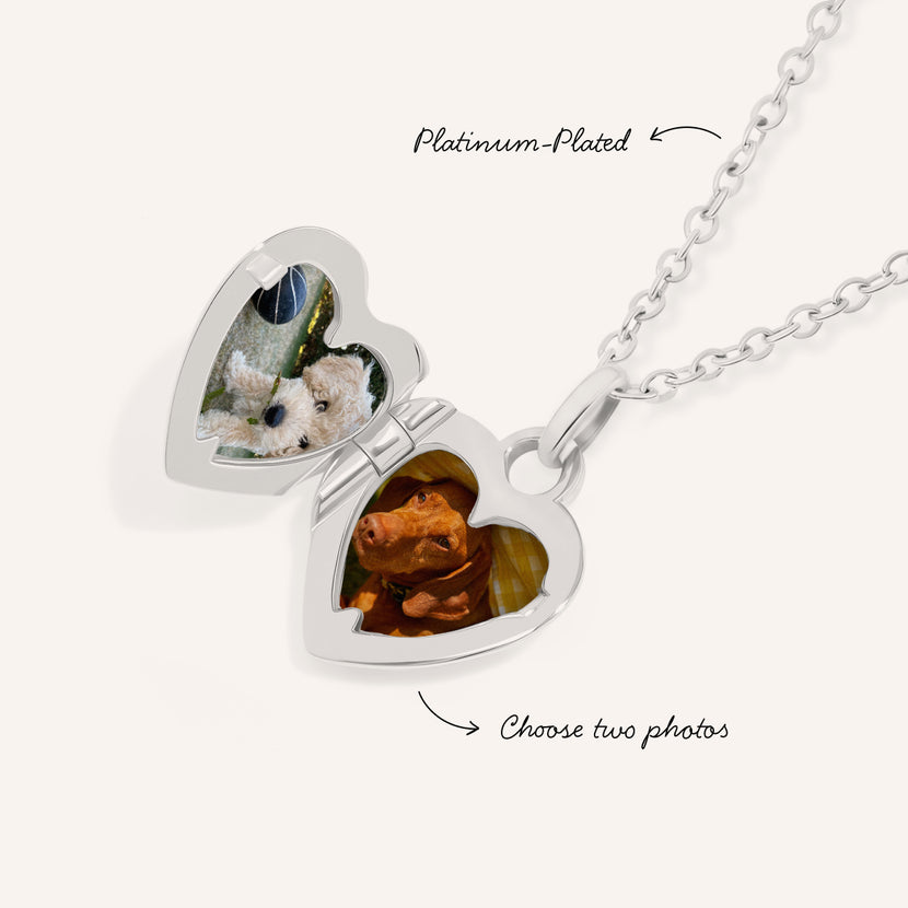Mini Me Heart Locket Necklace (Silver)