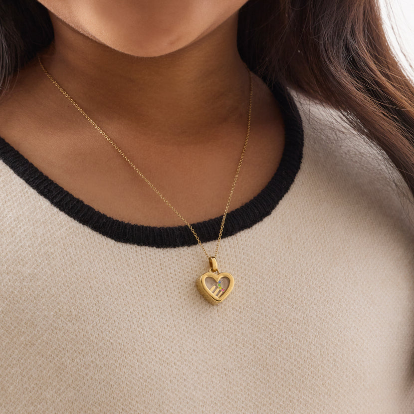 Mini Me Floating Charm Heart Necklace (Gold)
