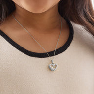 Mini Me Floating Charm Heart Necklace (Silver)