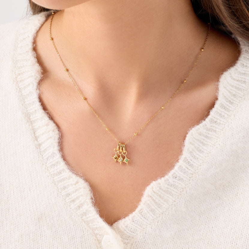Star Birthstone Necklace (Gold)