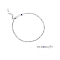 Men's Intersection Curb Chain Birthstone Bracelet (Silver)