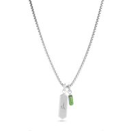 Men's Intersection Tag & Birthstone Necklace (Silver)