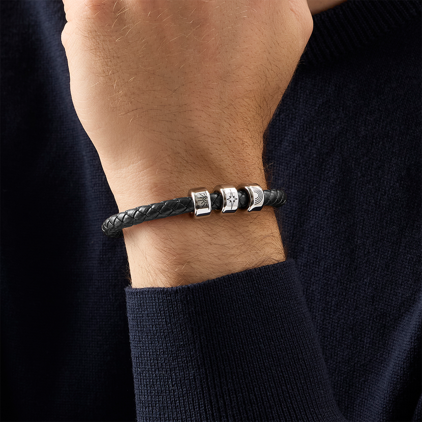 Tommy's Charity Genuine Leather Charm Bracelet (Black)