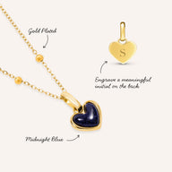Midnight Blue Heart Necklace (Gold)