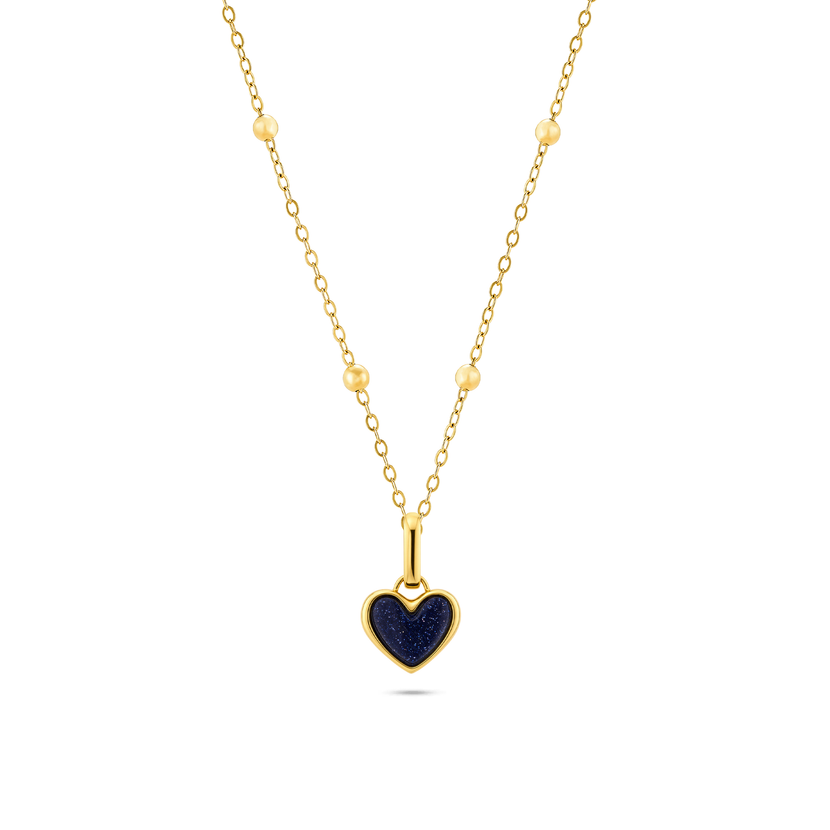 Midnight Blue Heart Necklace (Gold)