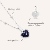 Midnight Blue Heart Necklace (Silver)
