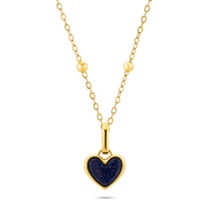 Midnight Blue Heart Necklace (Gold)
