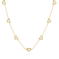 Multi Mother of Pearl Mini Hearts Necklace (Gold)