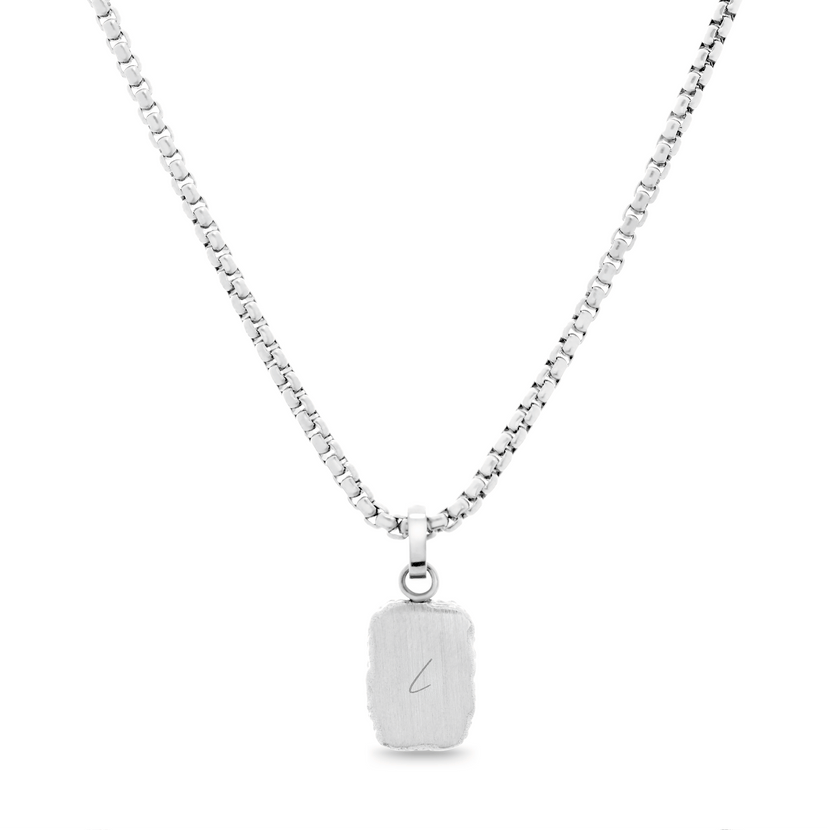 Men's Molten Edge Tag Necklace (Silver)