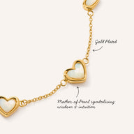 Multi Mother of Pearl Mini Hearts Bracelet (Gold)
