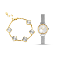 Avery White Mesh 23mm Watch Layering Set (Gold/Silver)