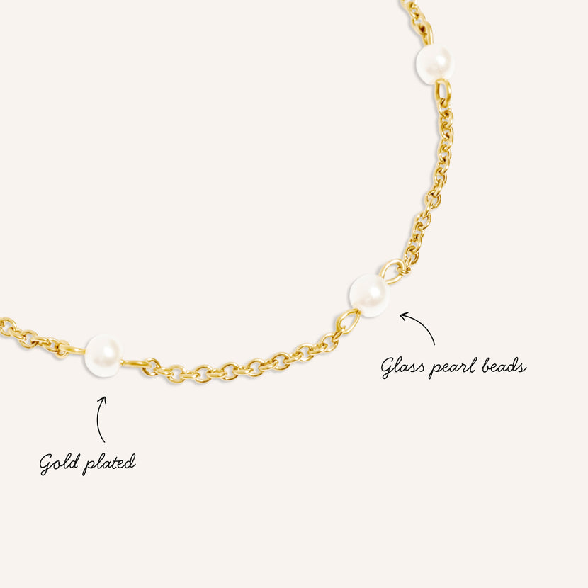 Pearlescent Stationed Bracelet (Gold)