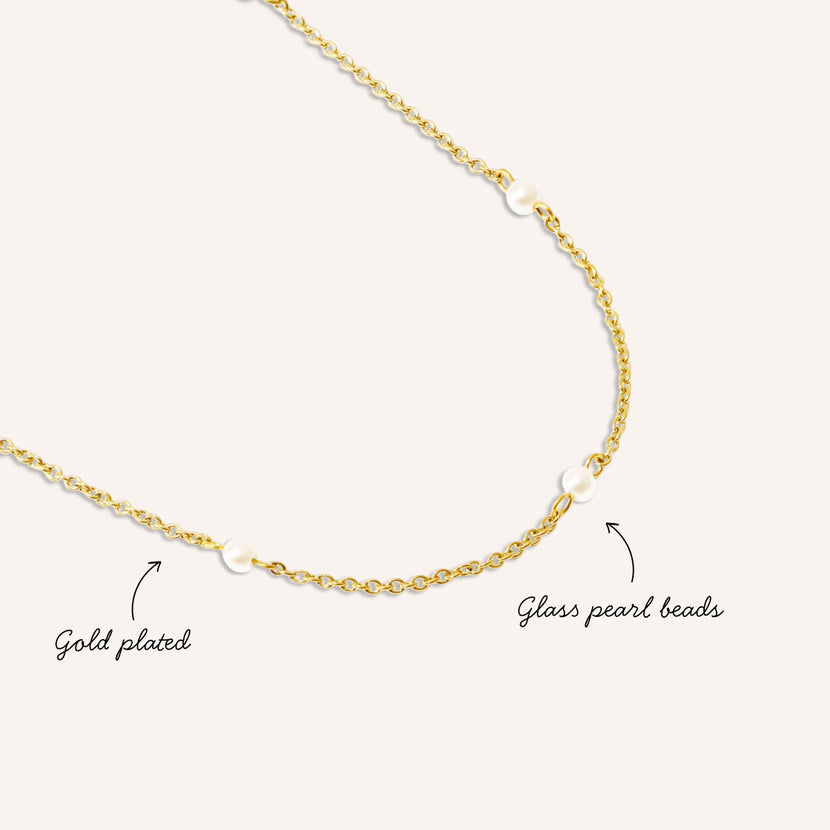 Pearlescent Stationed Necklace (Gold)