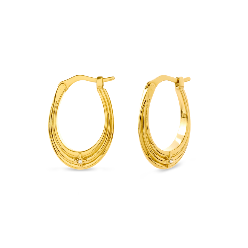 Shooting Star Creole Hoop Earrings (Gold)