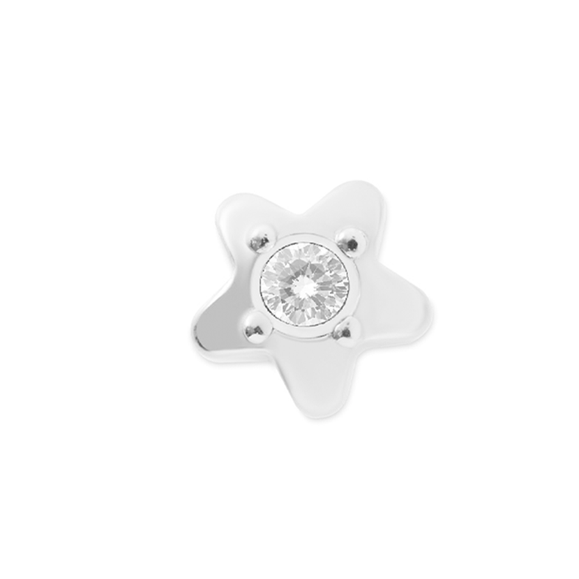 Mini Me Floating Crystal Star Charm (Silver)