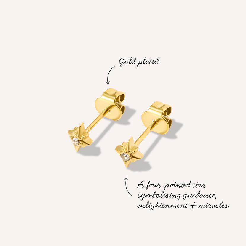 Written In The Stars Chain Bracelet & Star Stud Earrings Set (Gold)