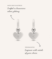 Pale Pink Opal Heart Huggie Earrings & Stud Set (Silver)