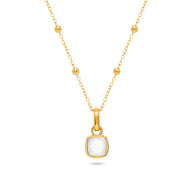 White Quartz Cushion Necklace (Gold)
