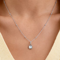 White Quartz Cushion Necklace (Silver)